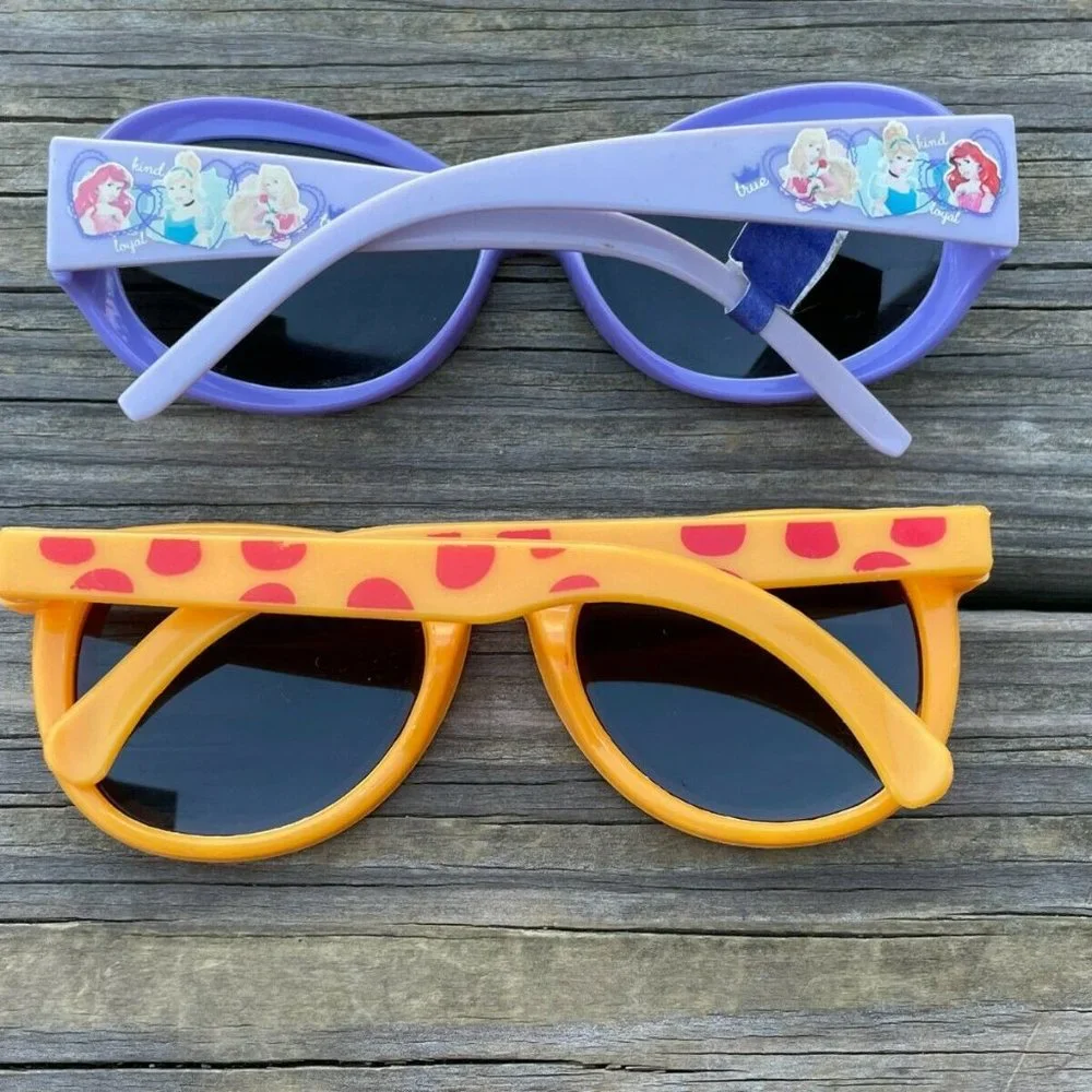 Girl Sunglasses Young Kid Eye Wear Lot of 2 Shade Yellow and Blue Sunglasses